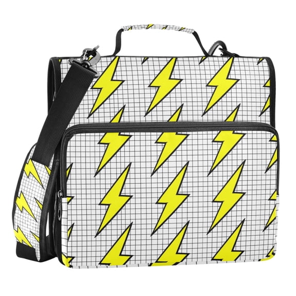 ALAZA Zipper Binder Retro Yellow Lightning 3 Ring Trapper Keeper File Folder Organizer Bag