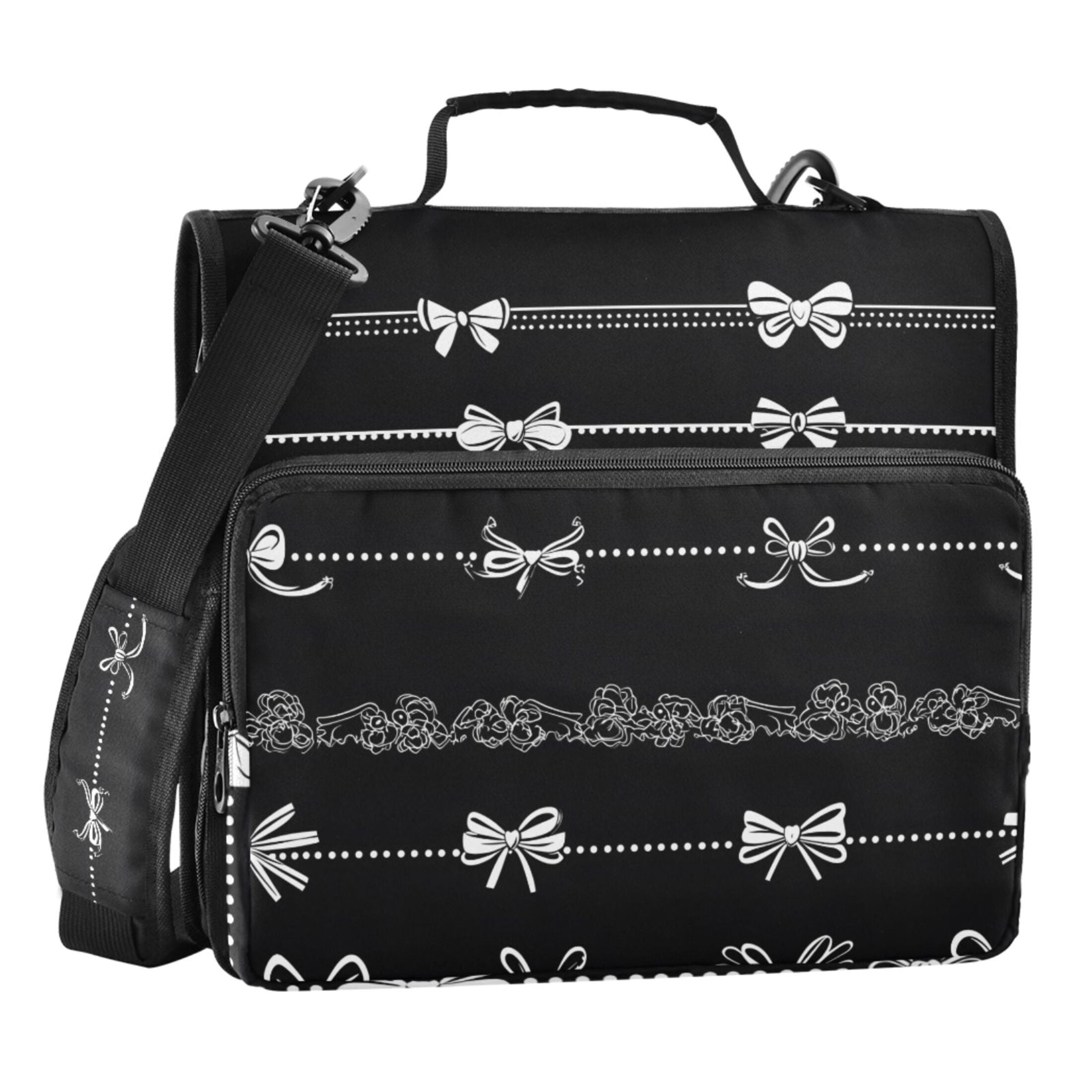 ALAZA Zipper Binder Romantic Bows 3 Ring Trapper Keeper File Folder Organizer Bag
