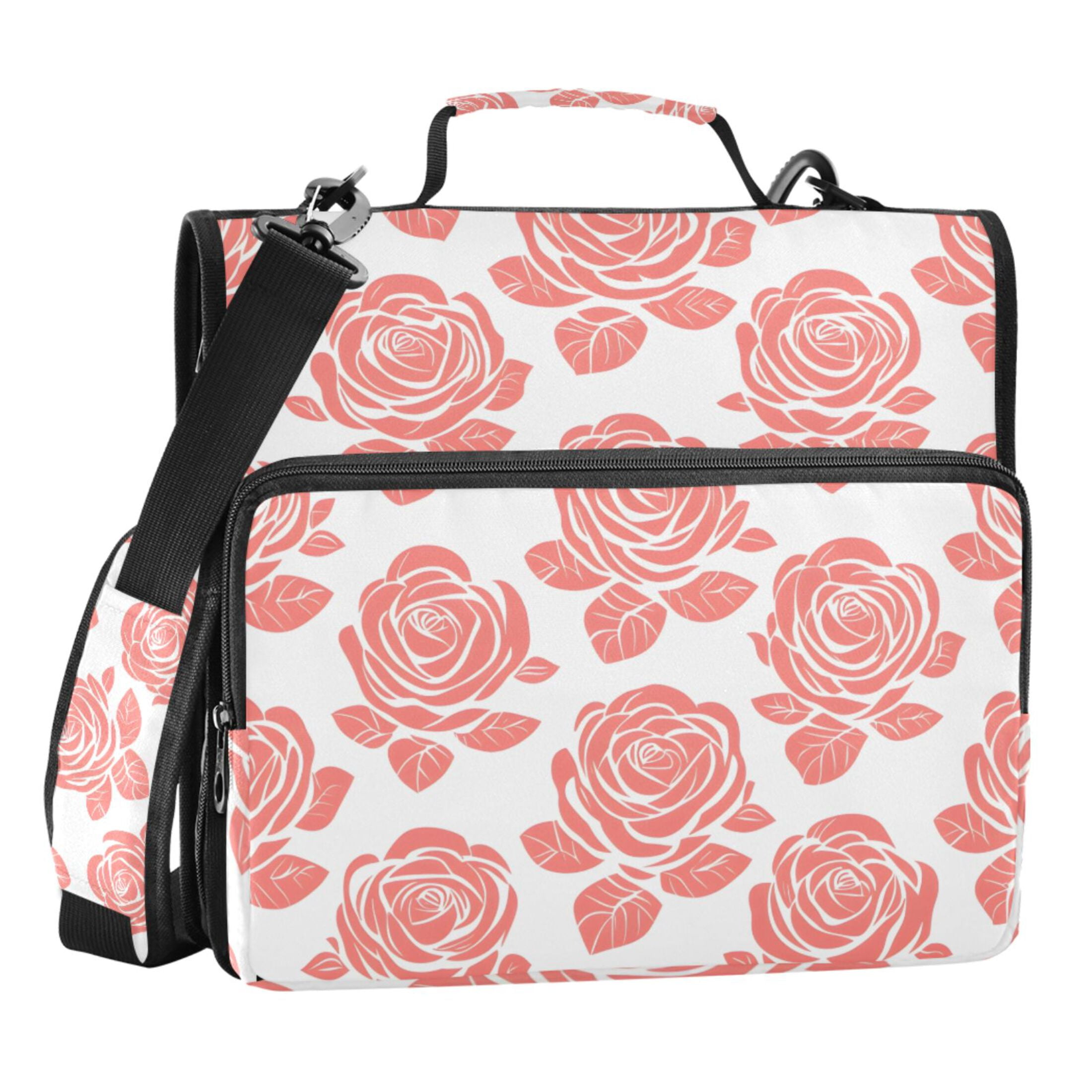 ALAZA Zipper Binder Rose Flower 3 Ring Trapper Keeper File Folder Organizer Bag