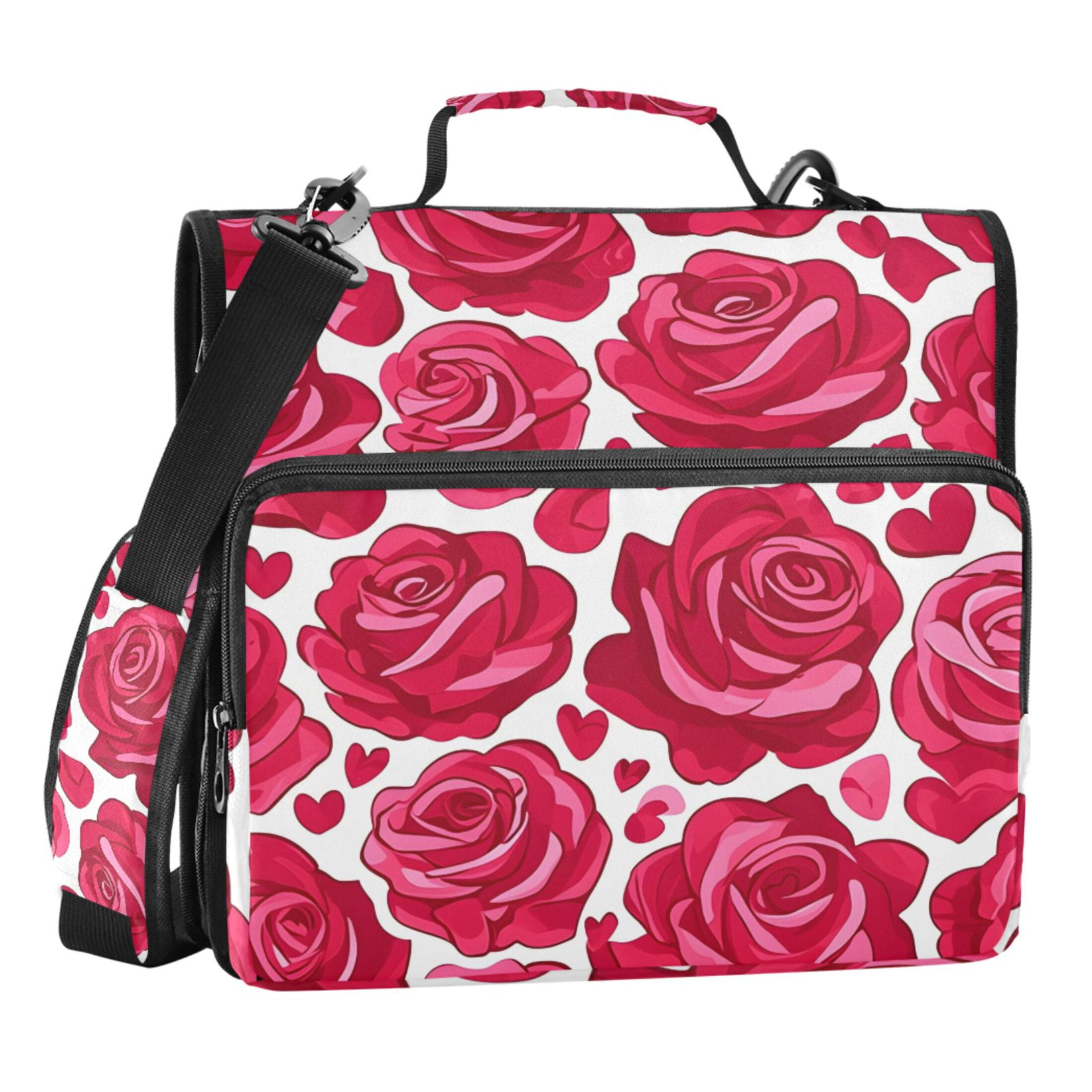 ALAZA Zipper Binder Rose Flower Heart 3 Ring Trapper Keeper File Folder ...