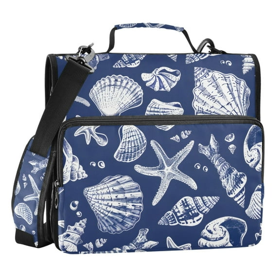 ALAZA Zipper Binder Sea Shells Starfish 3 Ring Trapper Keeper File Folder Organizer Bag