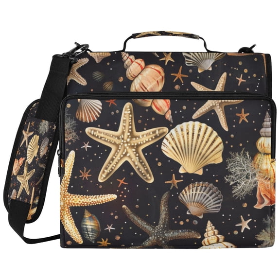 ALAZA Zipper Binder Sea Shells Stars Coral Pattern 2 inch 3 Ring 500 Sheet Capacity Trapper Keeper File Folder Organizer Bag