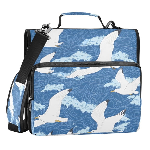 ALAZA Zipper Binder Seagulls Wavy 3 Ring Trapper Keeper File Folder Organizer Bag