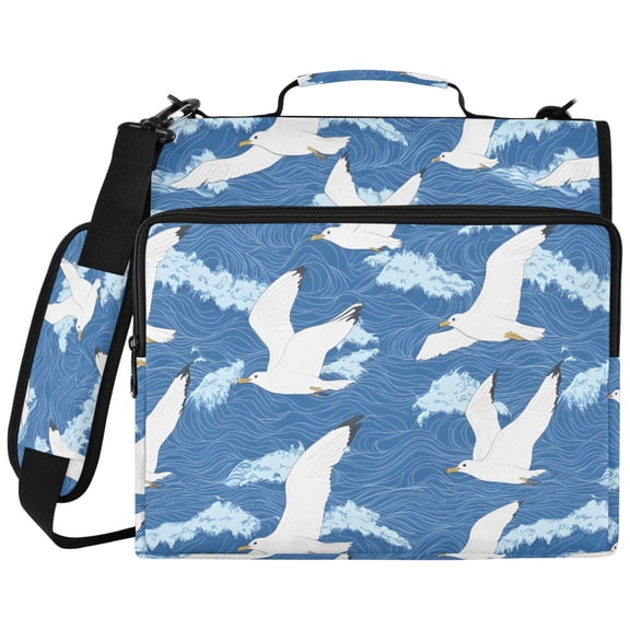 ALAZA Zipper Binder Seagulls Wavy Pattern 2 inch 3 Ring 500 Sheet Capacity Trapper Keeper File Folder Organizer Bag