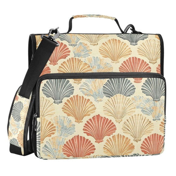 ALAZA Zipper Binder Seashell Retro 3 Ring Trapper Keeper File Folder Organizer Bag