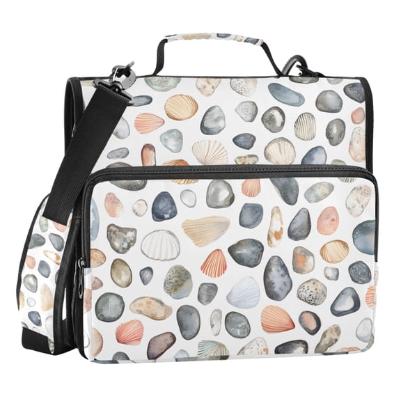 ALAZA Zipper Binder Seashells Stone 3 Ring Trapper Keeper File Folder Organizer Bag