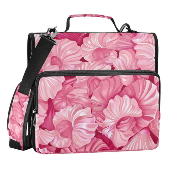 ALAZA Zipper Binder Seashells with Pink 3 Ring Trapper Keeper File Folder Organizer Bag