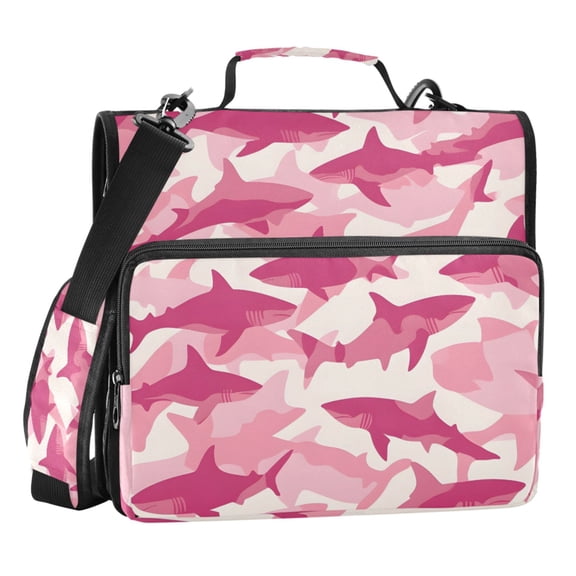 ALAZA Zipper Binder Sharks Pattern 3 Ring Trapper Keeper File Folder Organizer Bag
