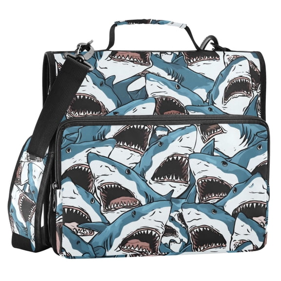 ALAZA Zipper Binder Sharks-s1 2 in 3 Ring Trapper Keeper 500 Sheet Capacity File Folder Organizer Bag