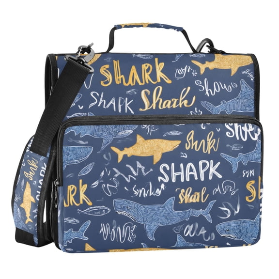ALAZA Zipper Binder Sharks-s1 3 Ring Trapper Keeper File Folder Organizer Bag