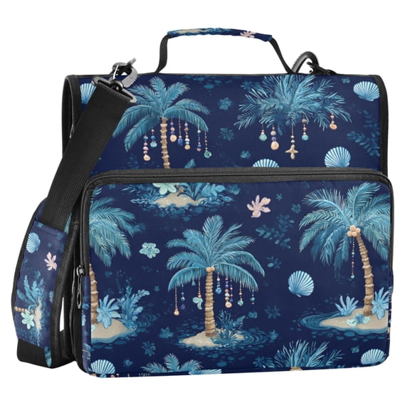 ALAZA Zipper Binder Shells Palm Trees 2 in 3 Ring Trapper Keeper 500 Sheet Capacity File Folder Organizer Bag