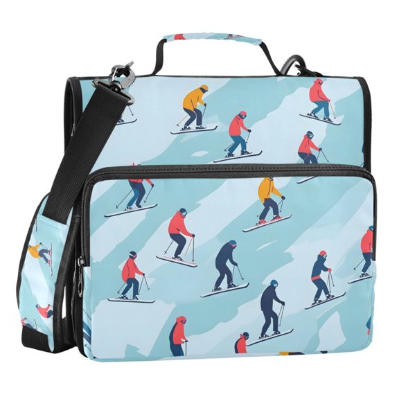 ALAZA Zipper Binder Skating on Winter 3 Ring Trapper Keeper File Folder Organizer Bag