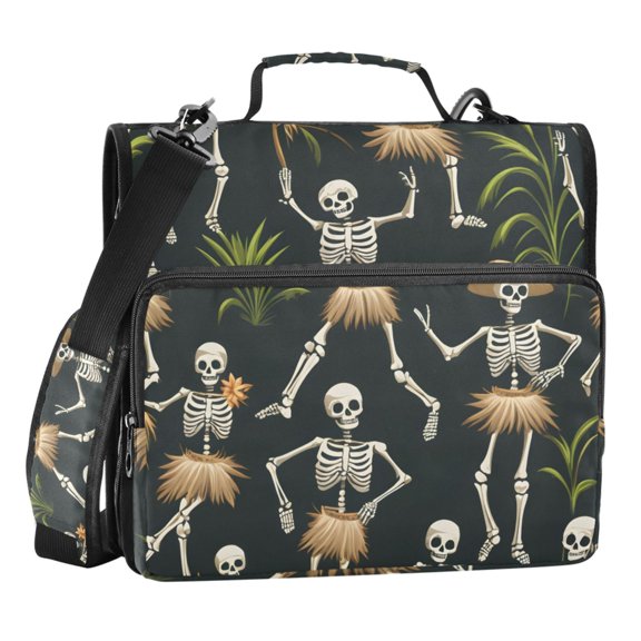 ALAZA Zipper Binder Skeleton Dancing 3 Ring Trapper Keeper File Folder Organizer Bag