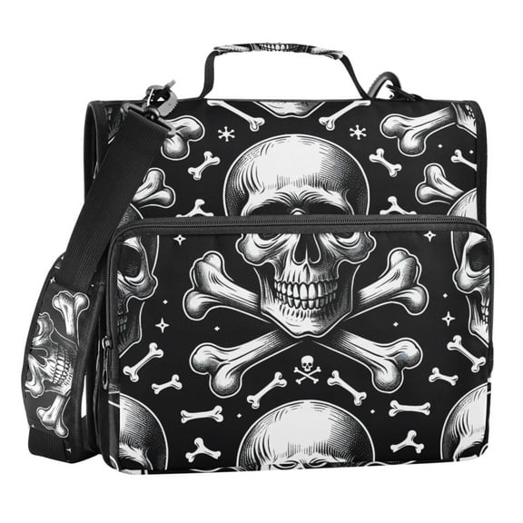 ALAZA Zipper Binder Skeletons Halloween 3 Ring Trapper Keeper File Folder Organizer Bag