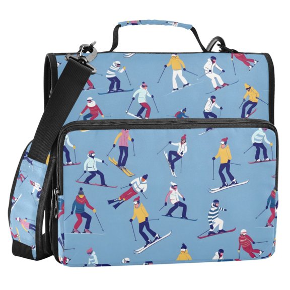 ALAZA Zipper Binder Skier Skating 2 in 3 Ring Trapper Keeper 500 Sheet Capacity File Folder Organizer Bag