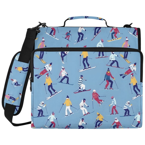 ALAZA Zipper Binder Skier Skating Pattern 2 inch 3 Ring 500 Sheet Capacity Trapper Keeper File Folder Organizer Bag