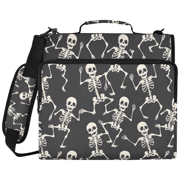 ALAZA Zipper Binder Skull Skeleton Dancing Pattern 2 inch 3 Ring 500 Sheet Capacity Trapper Keeper File Folder Organizer Bag
