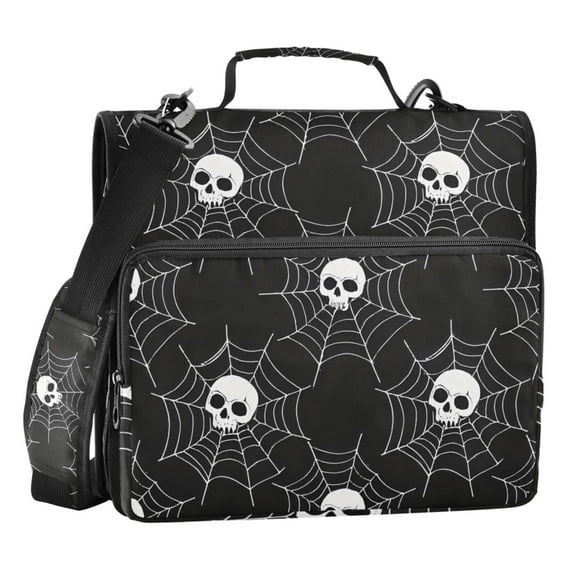 ALAZA Zipper Binder Skull in Web 3 Ring Trapper Keeper File Folder Organizer Bag