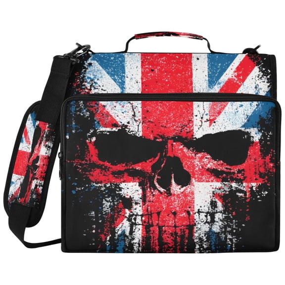 ALAZA Zipper Binder Skull with Flag Pattern 2 inch 3 Ring 500 Sheet Capacity Trapper Keeper File Folder Organizer Bag