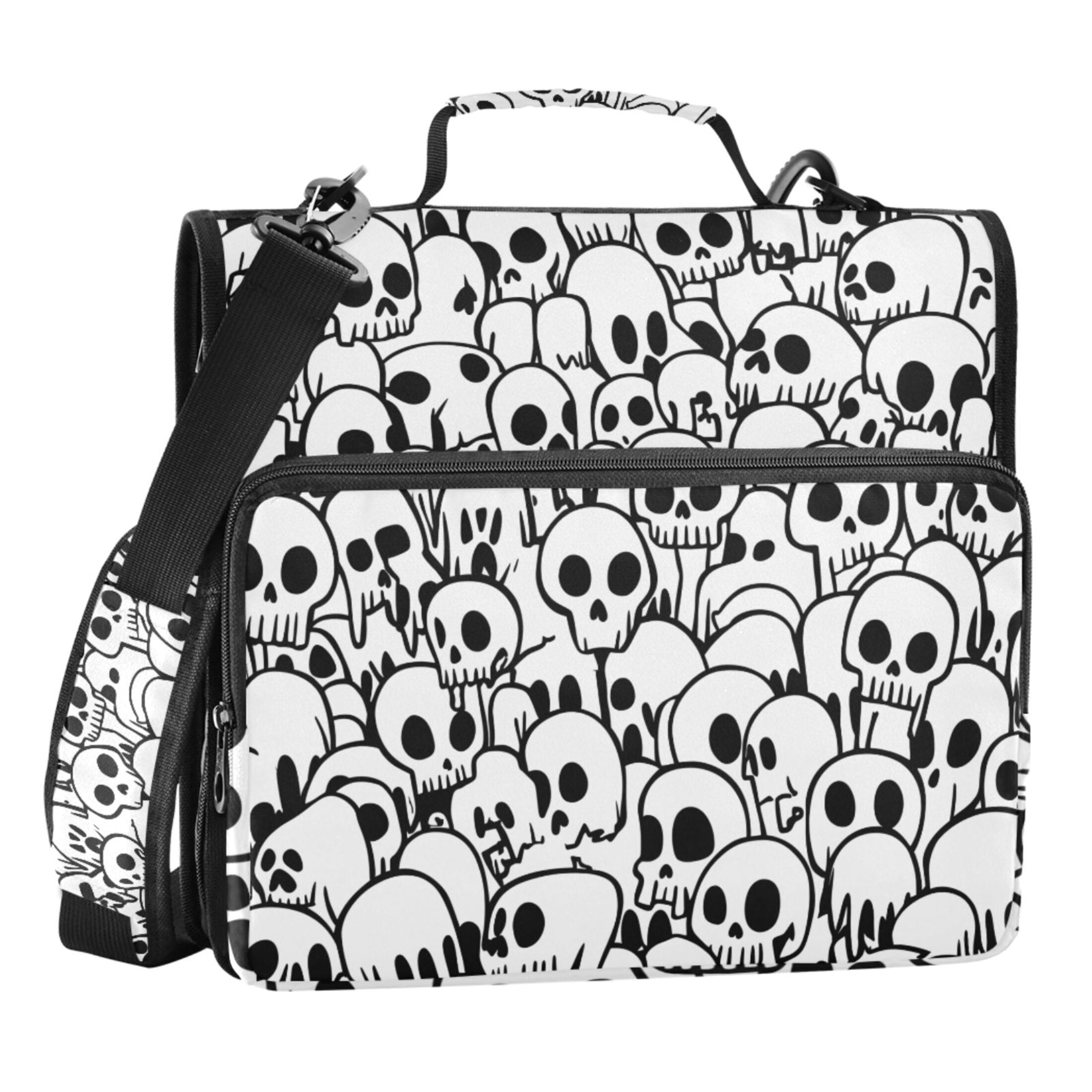 ALAZA Zipper Binder Skulls 3 Ring Trapper Keeper File Folder Organizer Bag