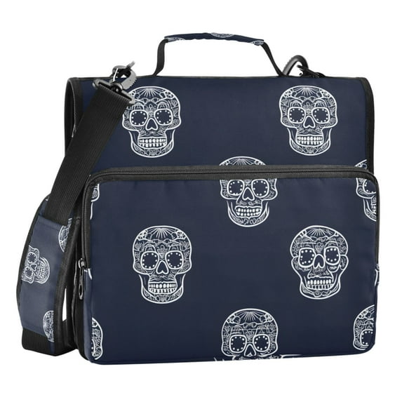 ALAZA Zipper Binder Skulls Pattern 3 Ring Trapper Keeper File Folder Organizer Bag
