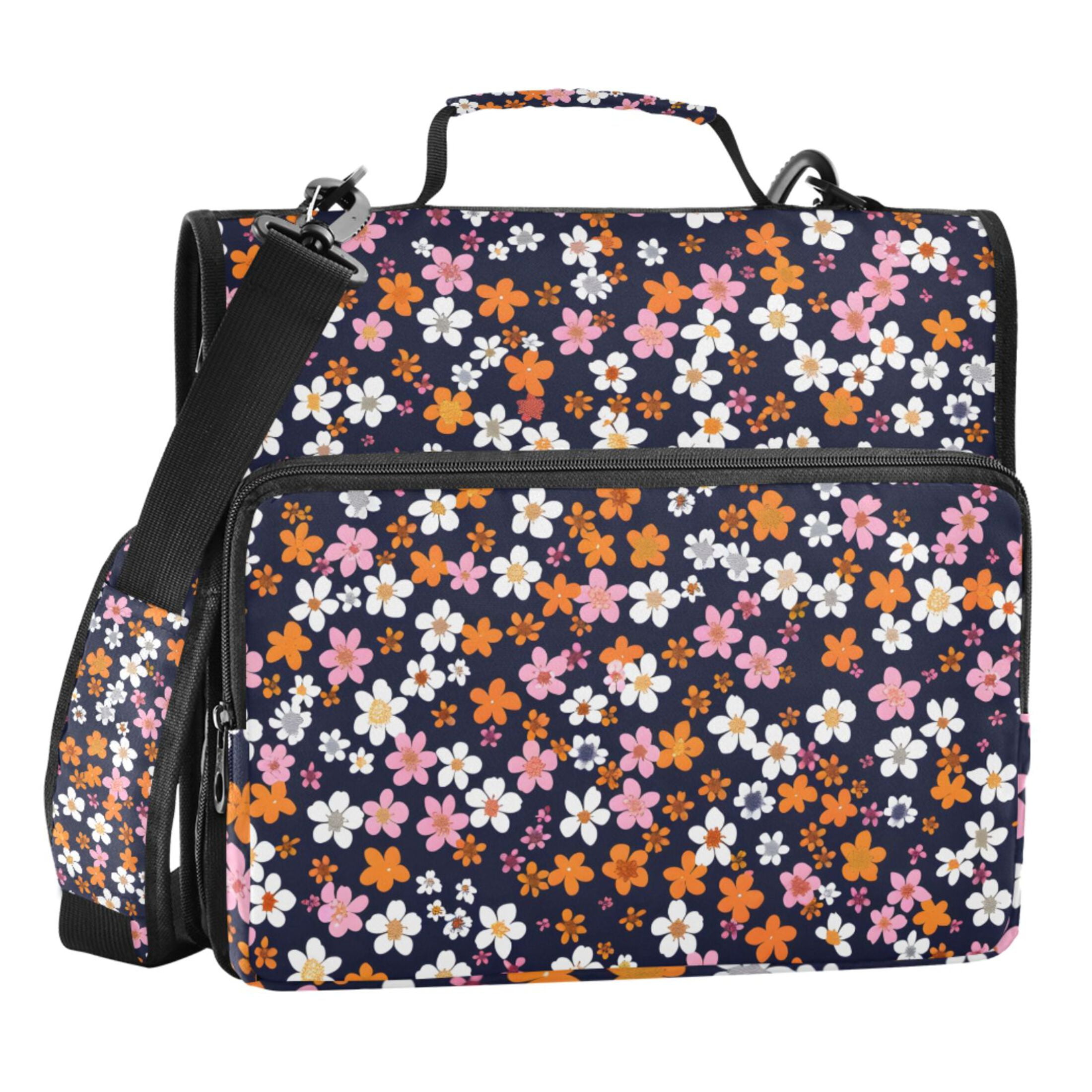 ALAZA Zipper Binder Small Flowers Floral 3 Ring Trapper Keeper File Folder Organizer Bag