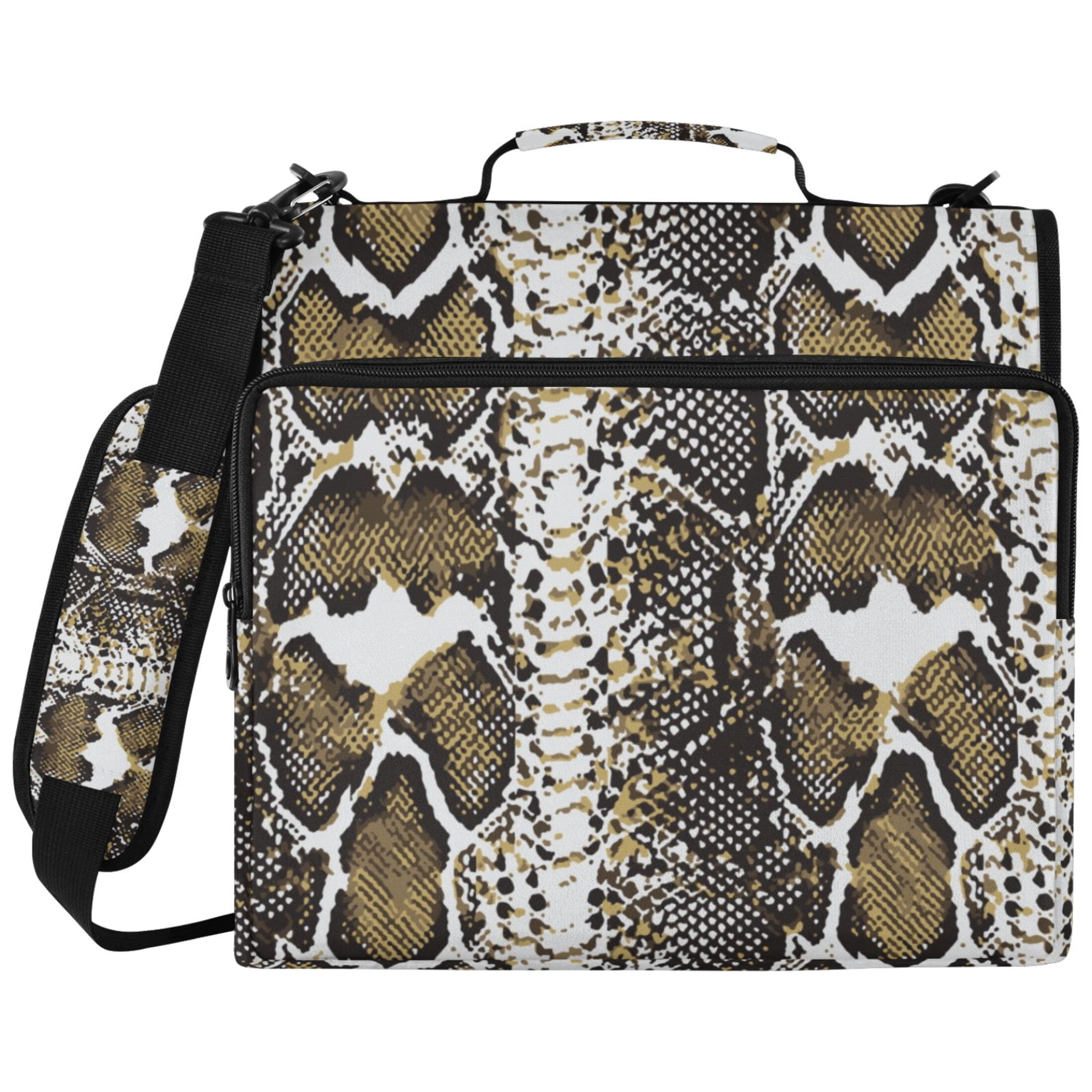 ALAZA Zipper Binder Snake Pattern 2 inch 3 Ring 500 Sheet Capacity Trapper Keeper File Folder Organizer Bag