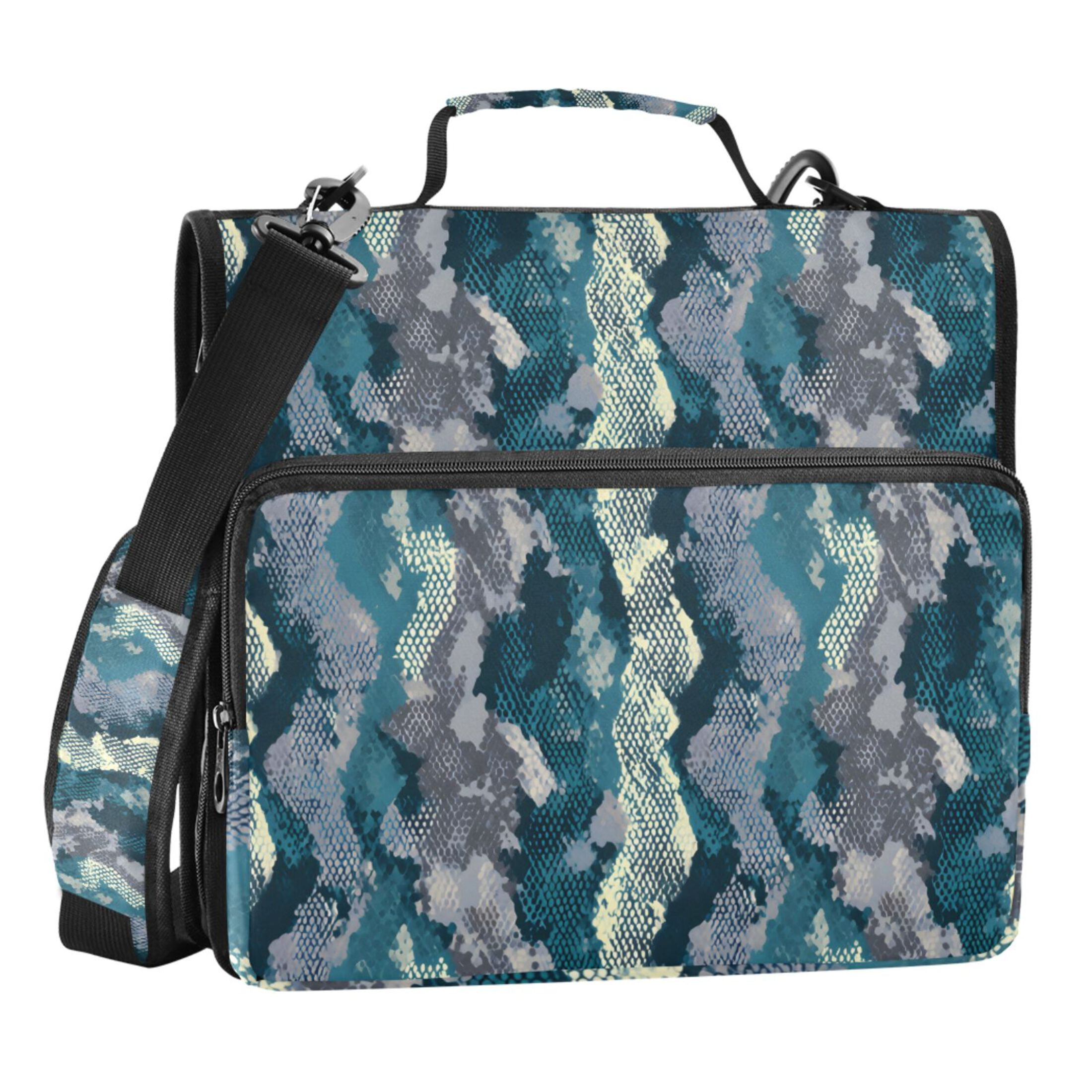 ALAZA Zipper Binder Snake Skin Blue 3 Ring Trapper Keeper File Folder Organizer Bag