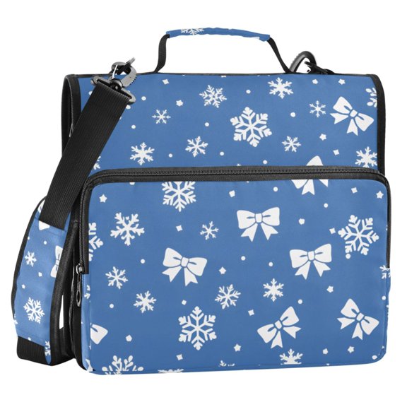 ALAZA Zipper Binder Snowflake Bows 2 in 3 Ring Trapper Keeper 500 Sheet Capacity File Folder Organizer Bag