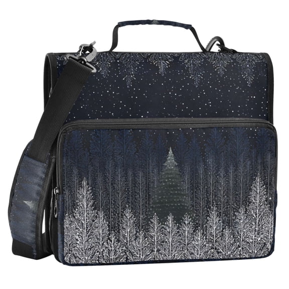 ALAZA Zipper Binder Snowflake Forest 2 in 3 Ring Trapper Keeper 500 Sheet Capacity File Folder Organizer Bag