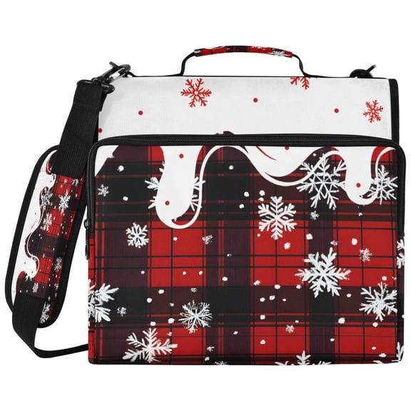 ALAZA Zipper Binder Snowflake with Checkered Pattern 2 inch 3 Ring 500 Sheet Capacity Trapper Keeper File Folder Organizer Bag