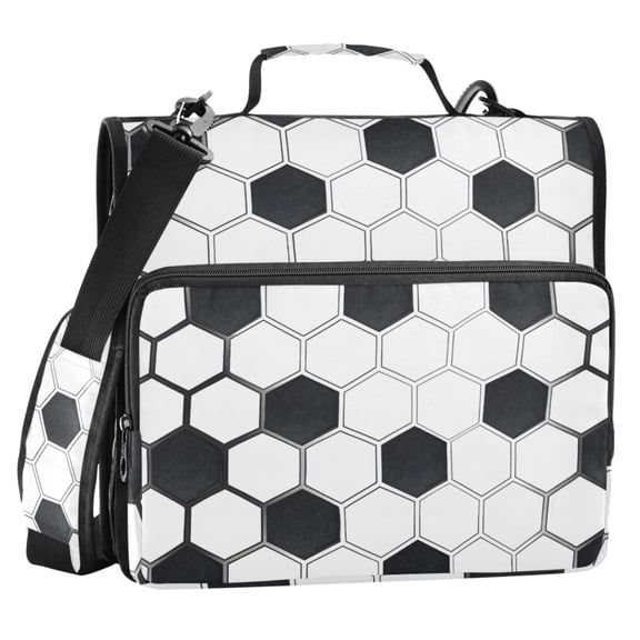ALAZA Zipper Binder Soccer Checkered Shapes 2 in 3 Ring Trapper Keeper 500 Sheet Capacity File Folder Organizer Bag