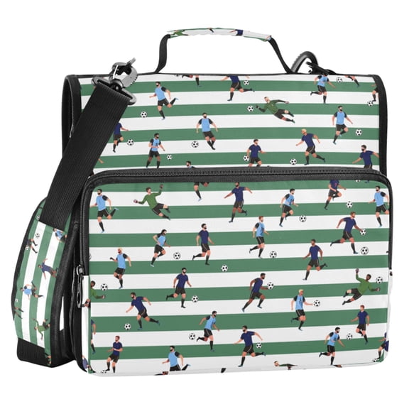 ALAZA Zipper Binder Soccer Player 2 in 3 Ring Trapper Keeper 500 Sheet Capacity File Folder Organizer Bag