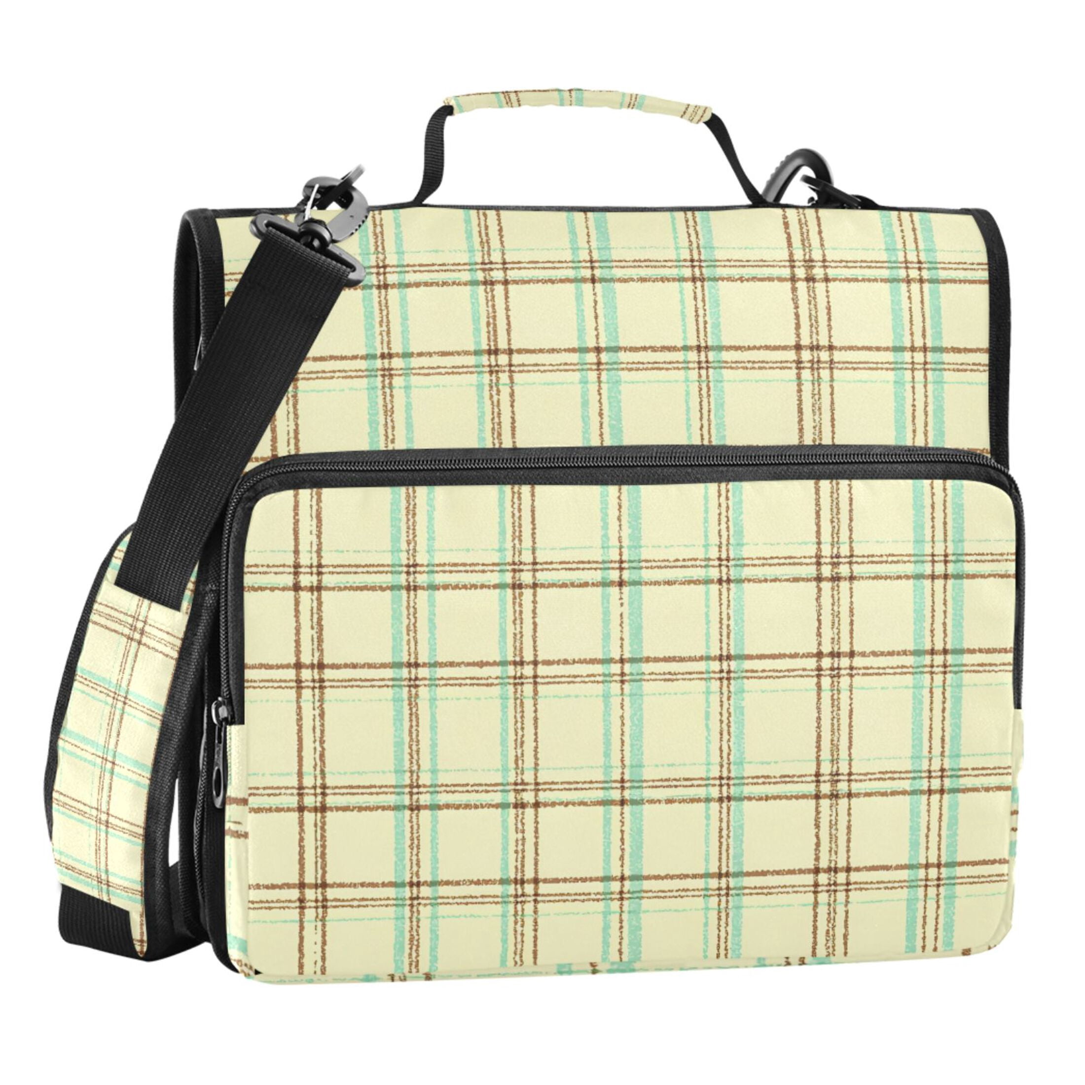 ALAZA Zipper Binder Soft Pastel Checkered 3 Ring Trapper Keeper File Folder Organizer Bag