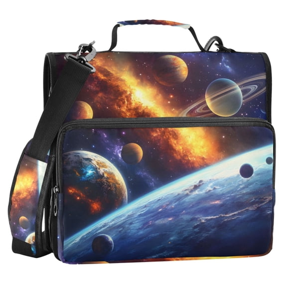 ALAZA Zipper Binder Space Planets 2 in 3 Ring Trapper Keeper 500 Sheet Capacity File Folder Organizer Bag