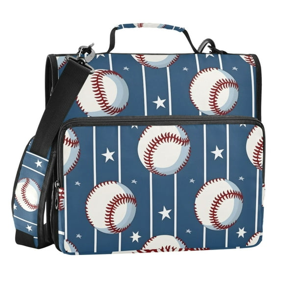 ALAZA Zipper Binder Sport Baseball Star Stipes 3 Ring Trapper Keeper File Folder Organizer Bag