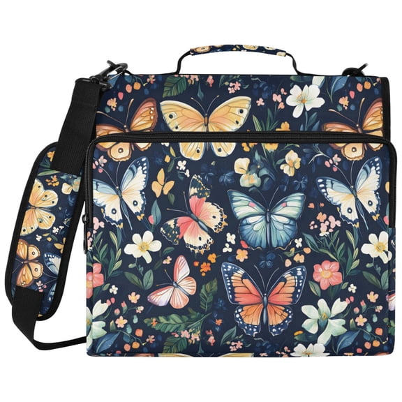 ALAZA Zipper Binder Spring Butterflies Floral-a6 Pattern 2 inch 3 Ring 500 Sheet Capacity Trapper Keeper File Folder Organizer Bag