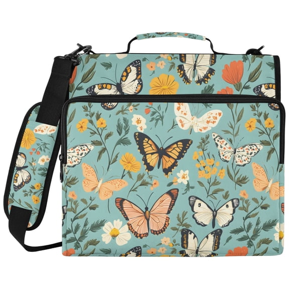 ALAZA Zipper Binder Spring Butterflies Floral-a7 Pattern 2 inch 3 Ring 500 Sheet Capacity Trapper Keeper File Folder Organizer Bag