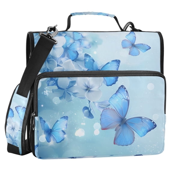 ALAZA Zipper Binder Spring Butterfly Flower 2 in 3 Ring Trapper Keeper 500 Sheet Capacity File Folder Organizer Bag