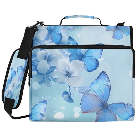 ALAZA Zipper Binder Spring Butterfly Flower Pattern 2 inch 3 Ring 500 Sheet Capacity Trapper Keeper File Folder Organizer Bag