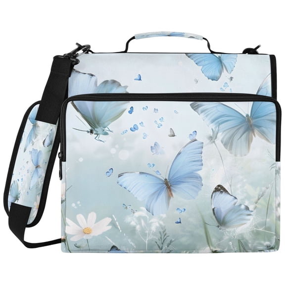 ALAZA Zipper Binder Spring Butterfly Pattern 2 inch 3 Ring 500 Sheet Capacity Trapper Keeper File Folder Organizer Bag