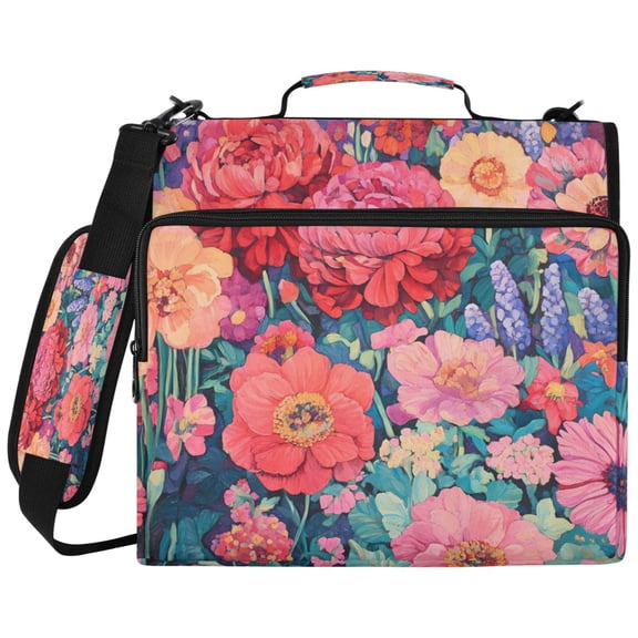 ALAZA Zipper Binder Spring Flowers Pattern 2 inch 3 Ring 500 Sheet Capacity Trapper Keeper File Folder Organizer Bag