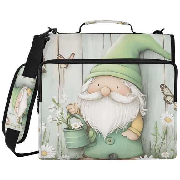 ALAZA Zipper Binder Spring Garden Gnome Pattern 2 inch 3 Ring 500 Sheet Capacity Trapper Keeper File Folder Organizer Bag