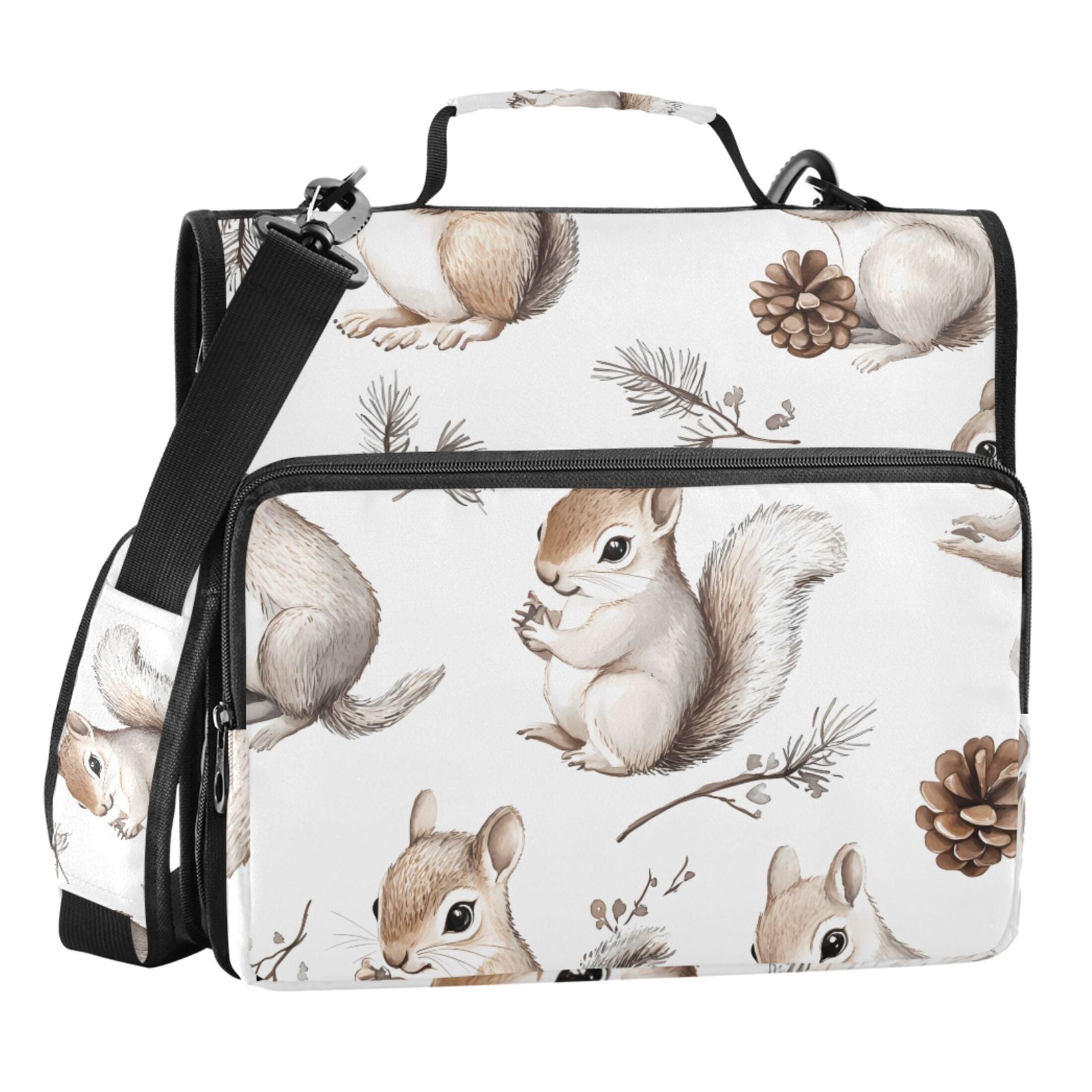 ALAZA Zipper Binder Squirrels Cute 3 Ring Trapper Keeper File Folder Organizer Bag
