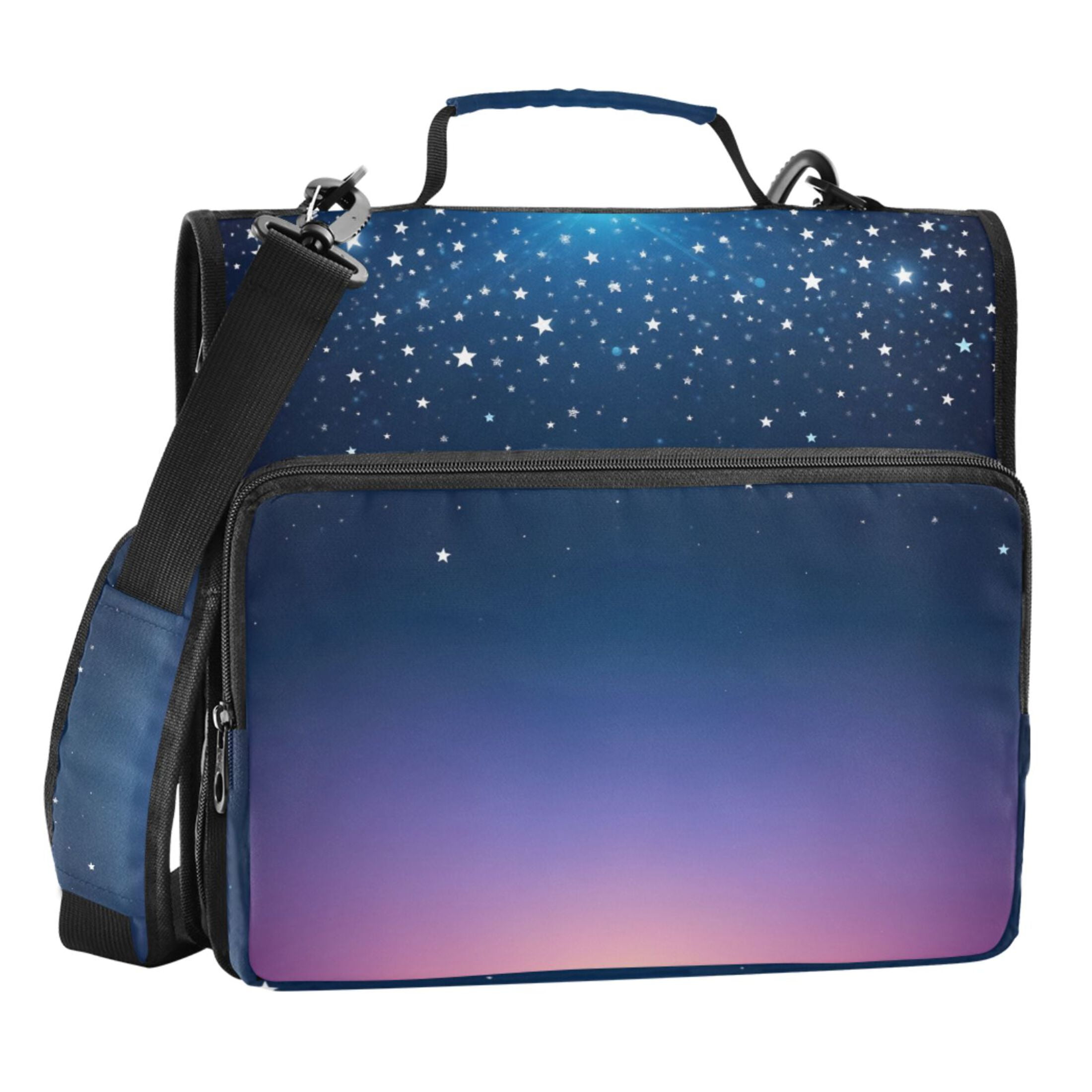 ALAZA Zipper Binder Starry Blue Gradient Stars 3 Ring Trapper Keeper File Folder Organizer Bag