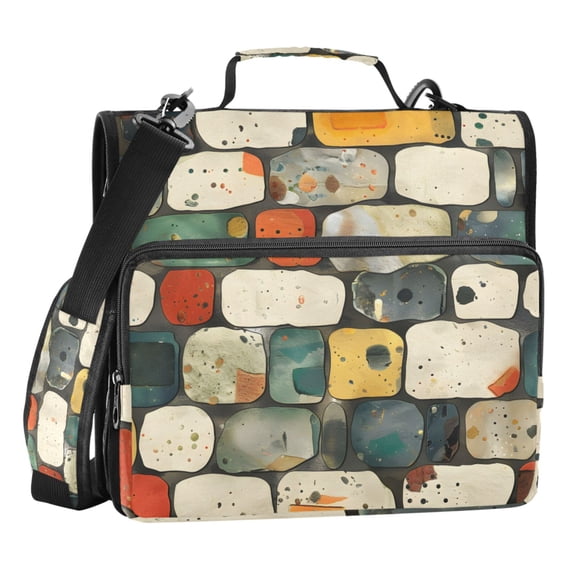 ALAZA Zipper Binder Stone Pattern 3 Ring Trapper Keeper File Folder Organizer Bag