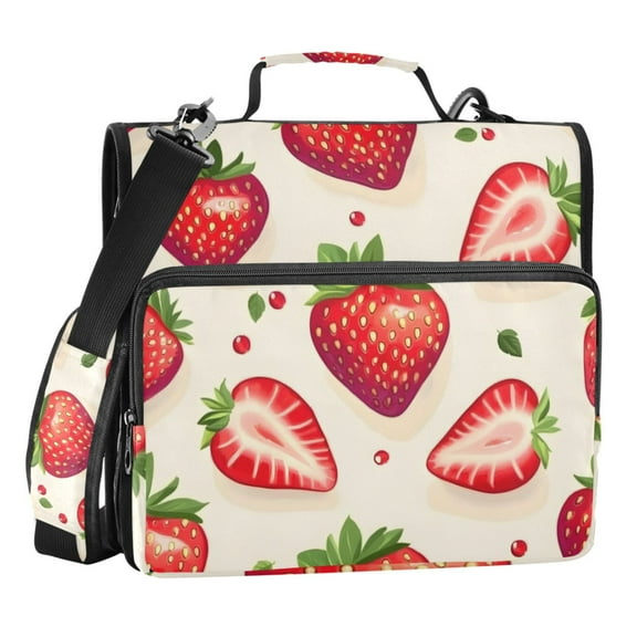 ALAZA Zipper Binder Strawberries 3 Ring Trapper Keeper File Folder Organizer Bag