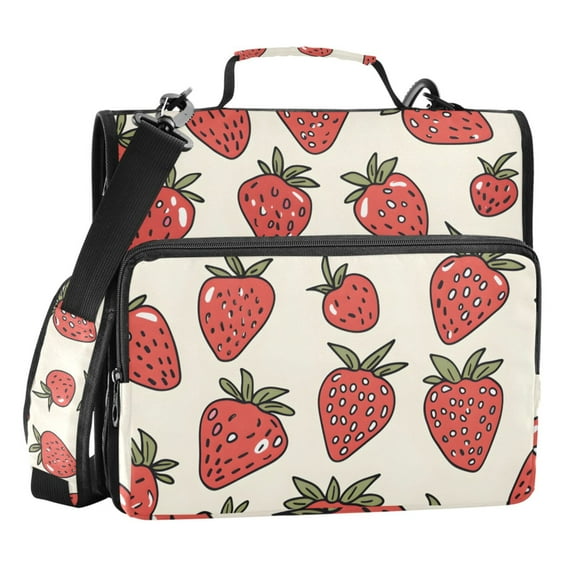 ALAZA Zipper Binder Strawberry 3 Ring Trapper Keeper File Folder Organizer Bag