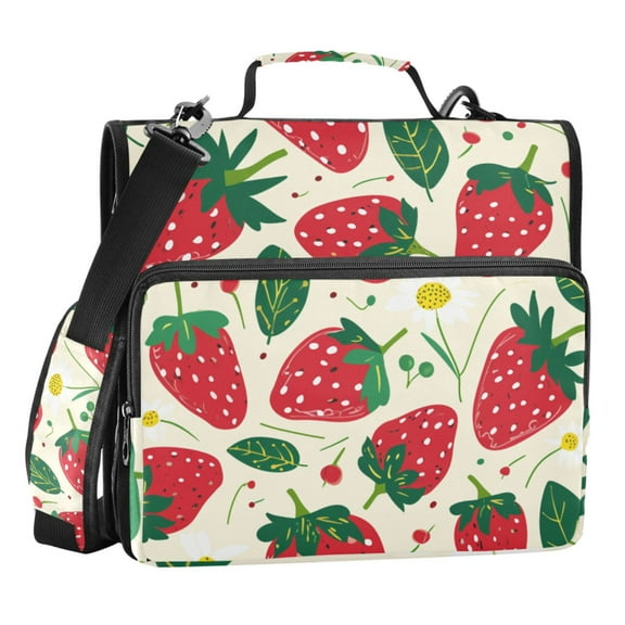 ALAZA Zipper Binder Strawberry Fruit 3 Ring Trapper Keeper File Folder Organizer Bag