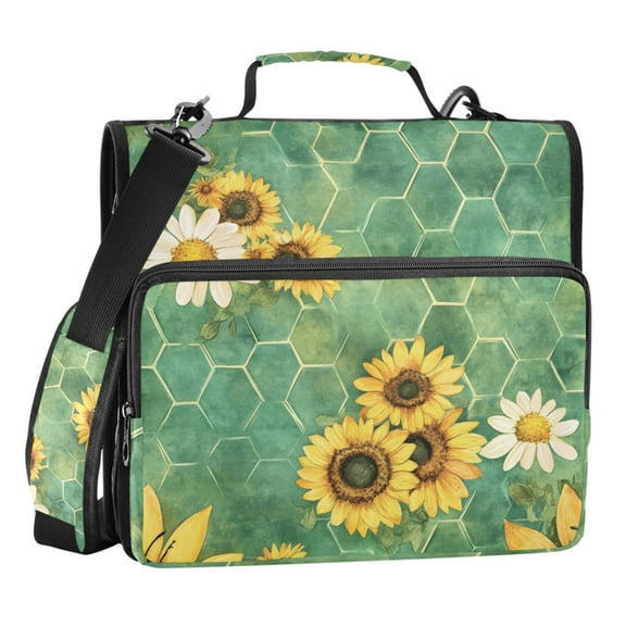 ALAZA Zipper Binder Sunflowers 3 Ring Trapper Keeper File Folder Organizer Bag